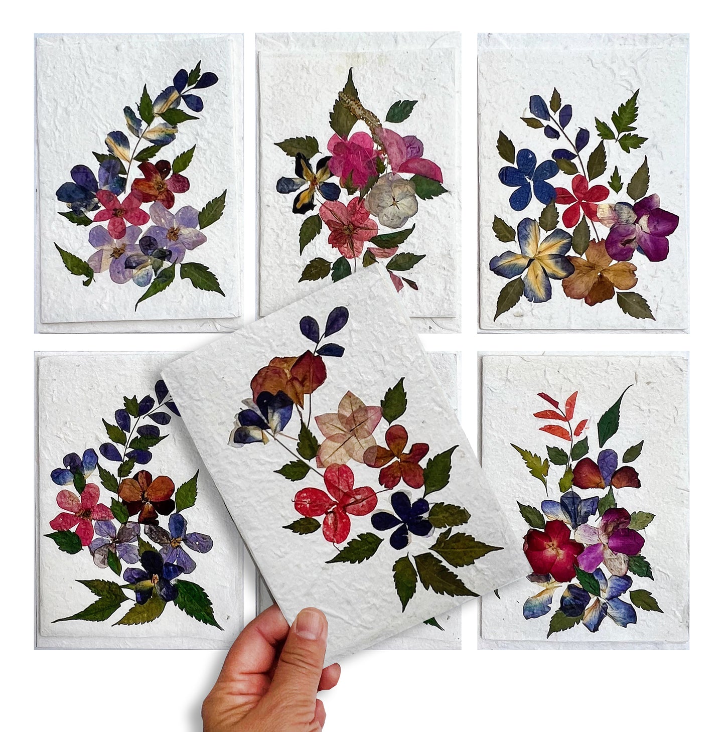 Handmade Mulberry Paper Greeting Card 5x7 Inch Random Pack (3 Classic VINTAGE)