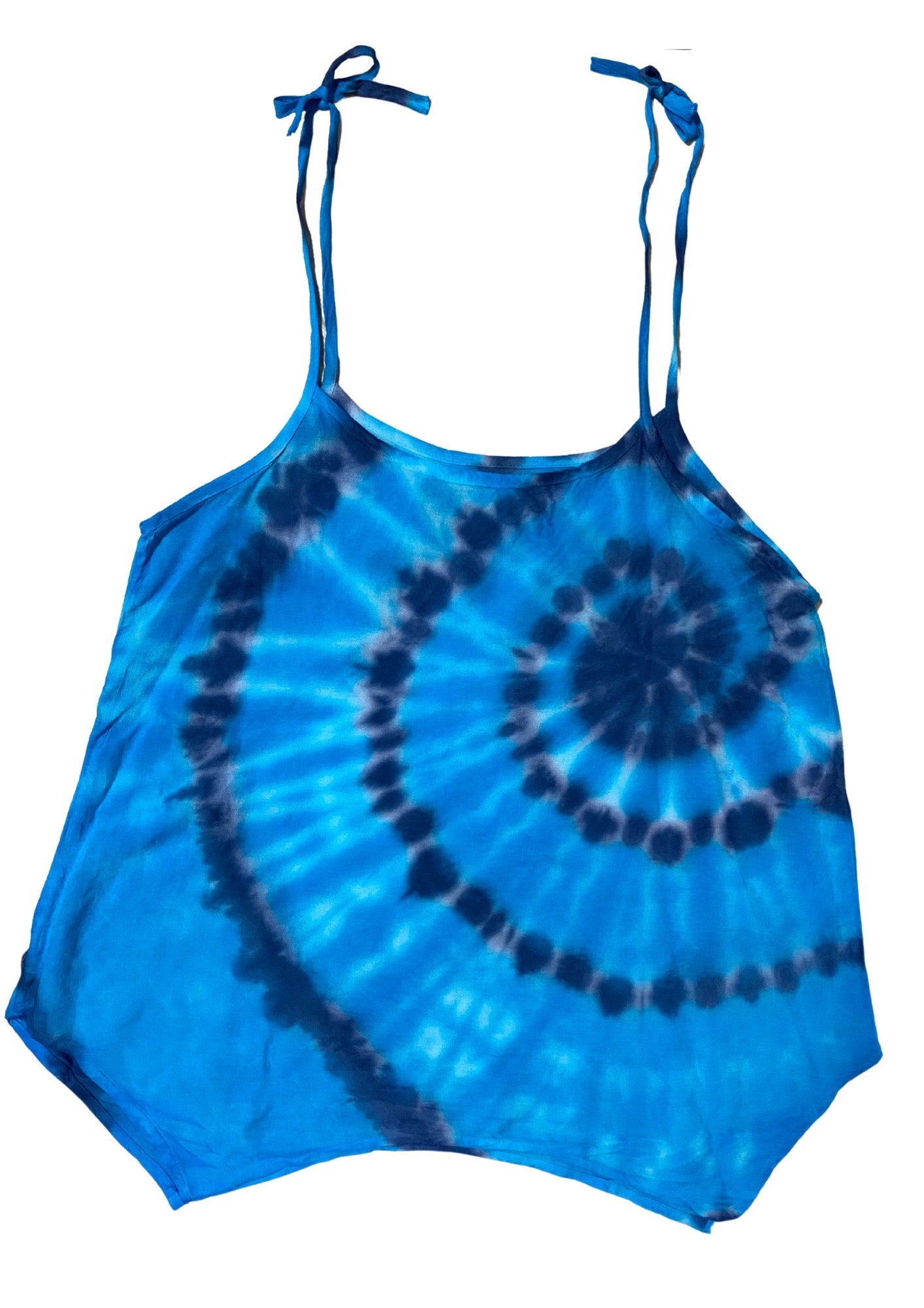 Cami Camisole Teen & Women, One Size Free Size Fit 0 to 8, Handmade Tie Dyed - Blue Wave