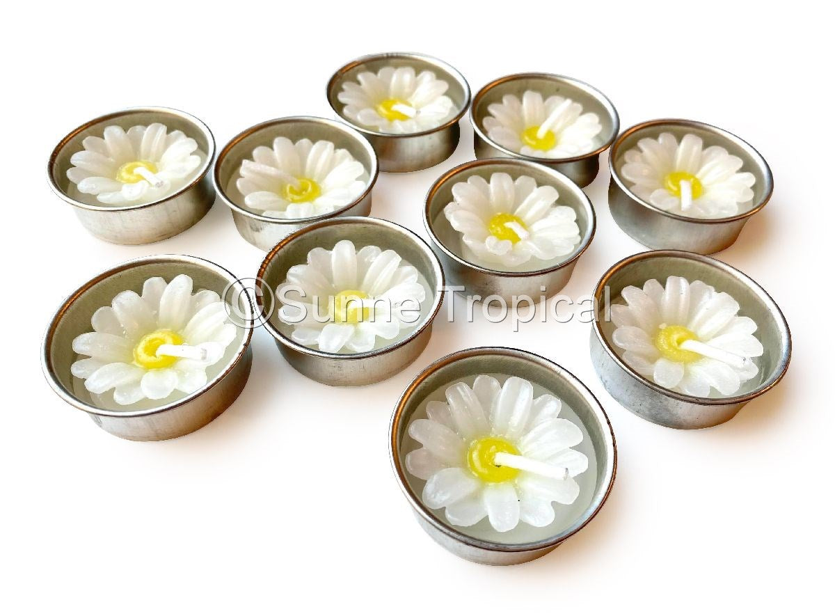 Daisy Flower Set of 10 Tealight Candles (White)