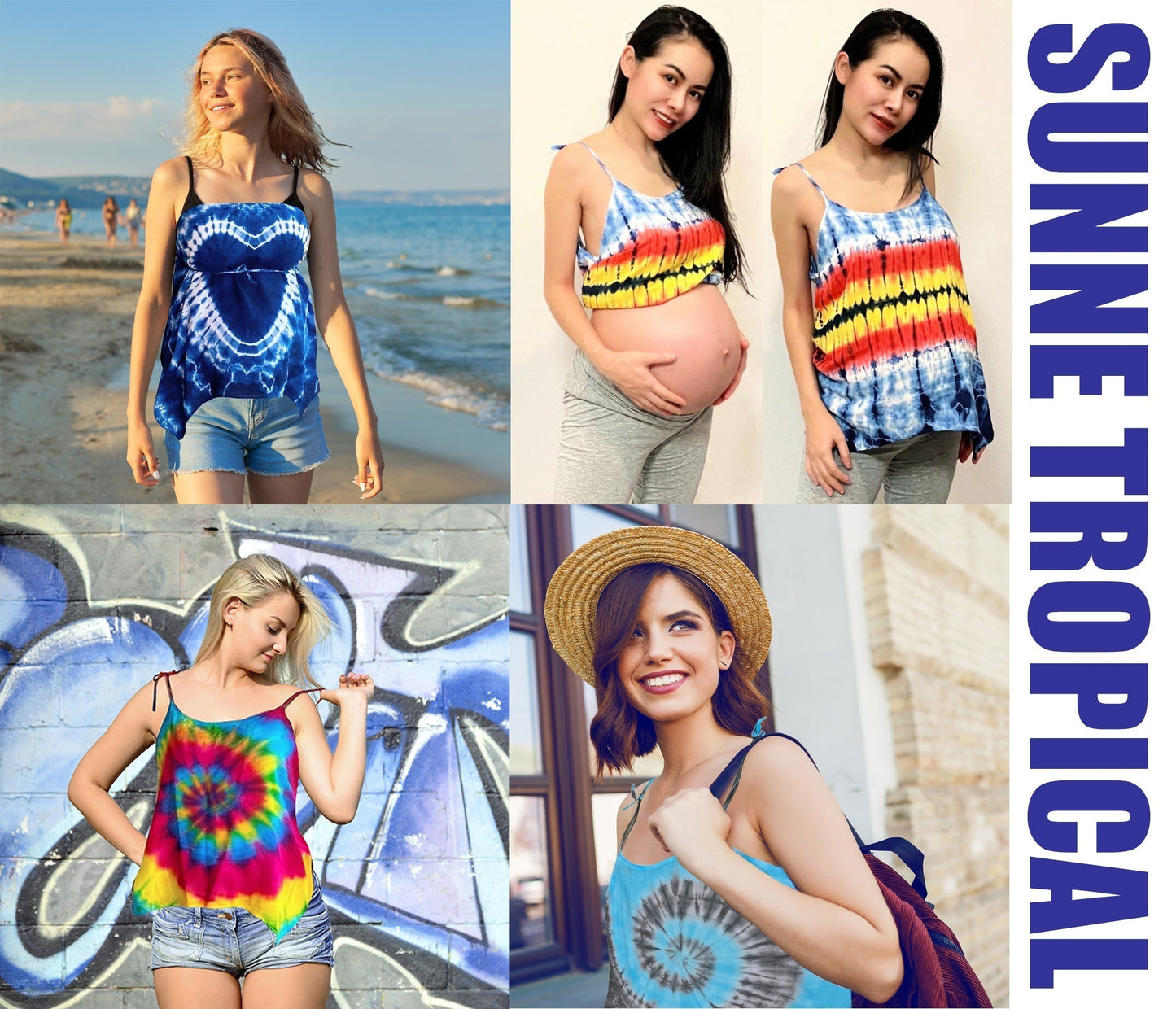 Cami Camisole Teen & Women, One Size Free Size Fit 0 to 8, Handmade Tie Dyed - Yellow Mellow