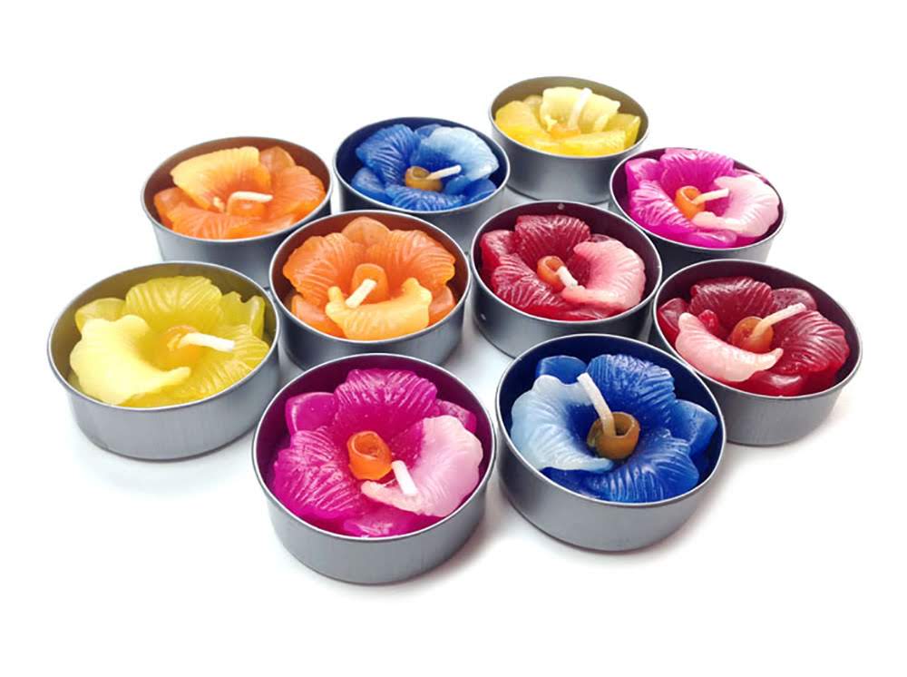 Orchid Cattleya Flower Set of 10 Tealight Candles ( RED )