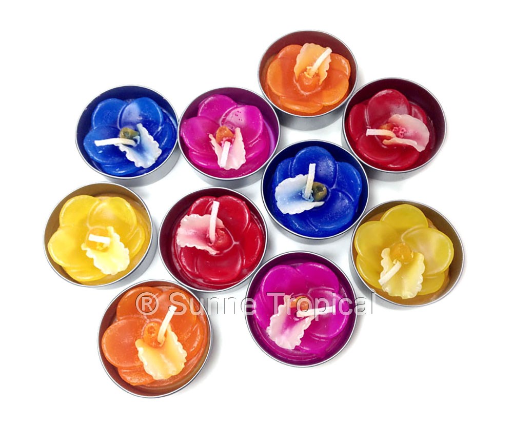 Orchid Vanda Flower Set of 10 Tealight Candles (Orange)