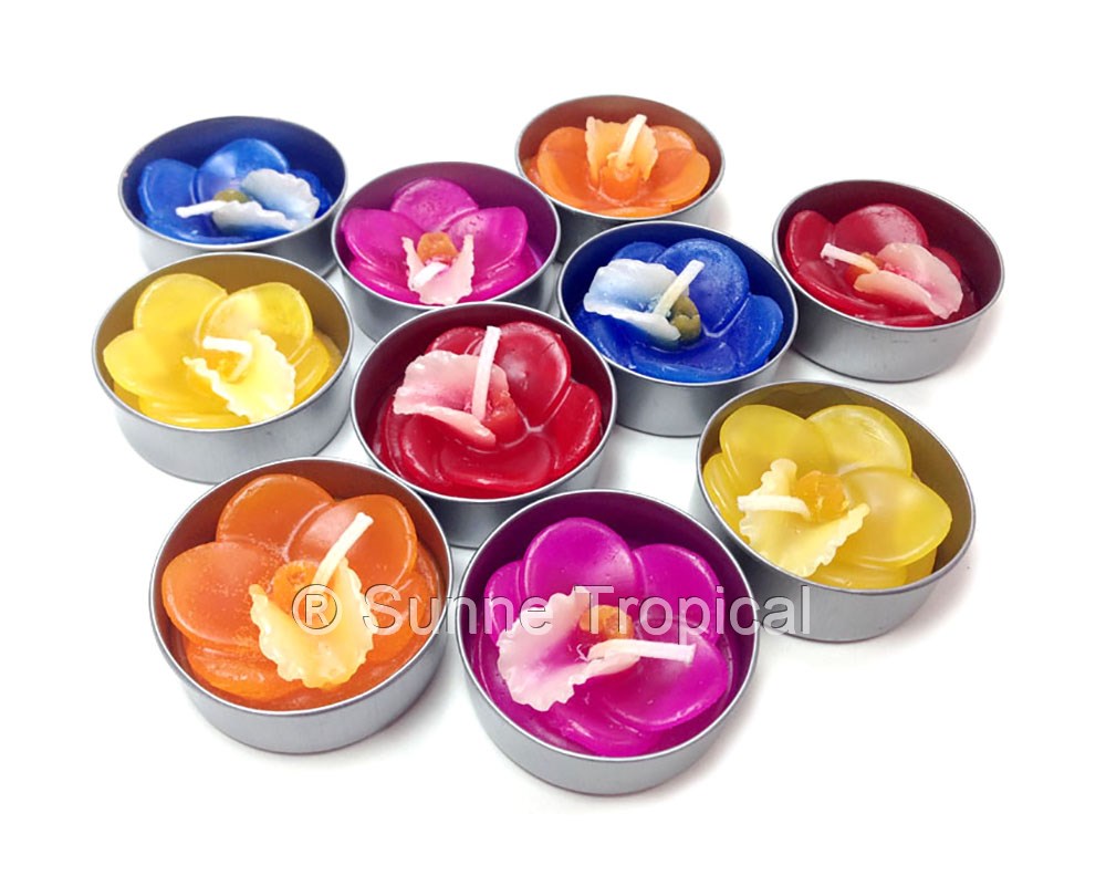Orchid Vanda Flower Set of 10 Tealight Candles (Red)