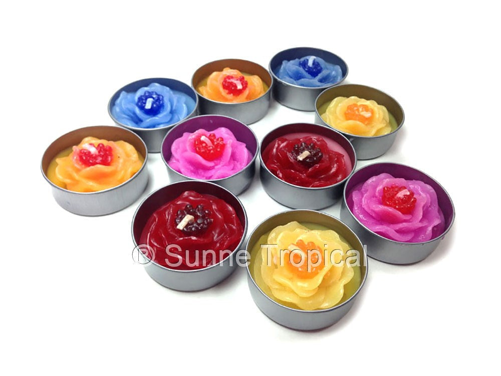 Dahlia Wild Flower Set of 10 Tealight Candles ( Blue )