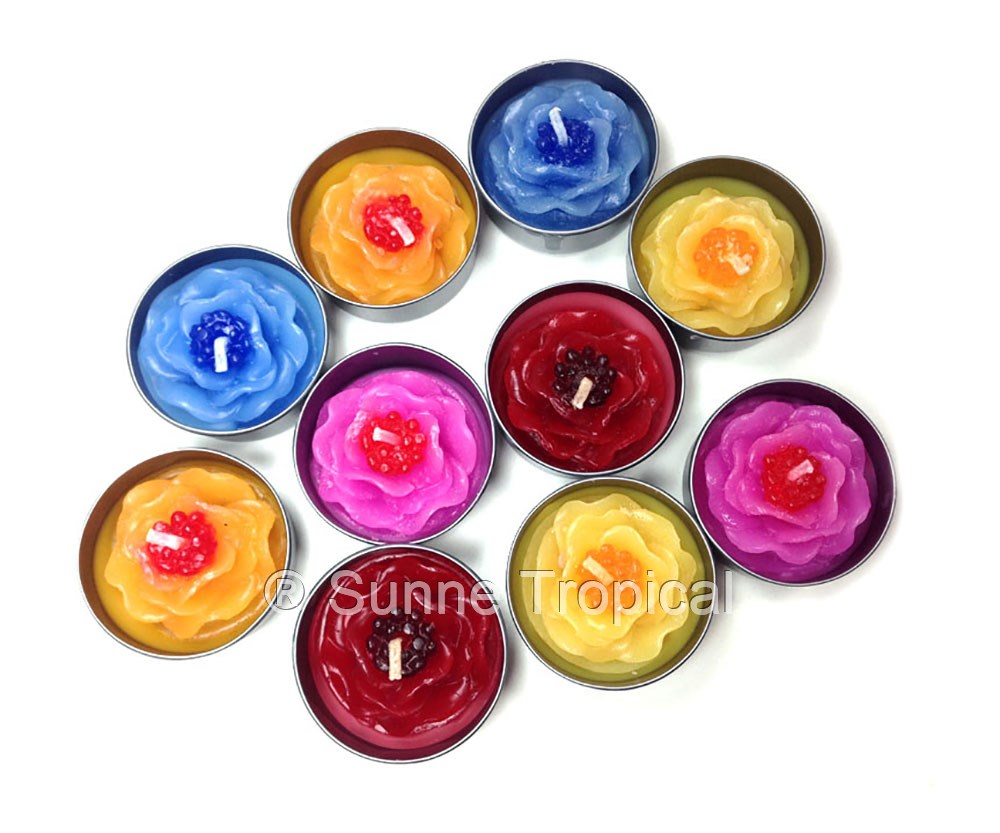 Dahlia Wild Flower Set of 10 Tealight Candles ( Blue )