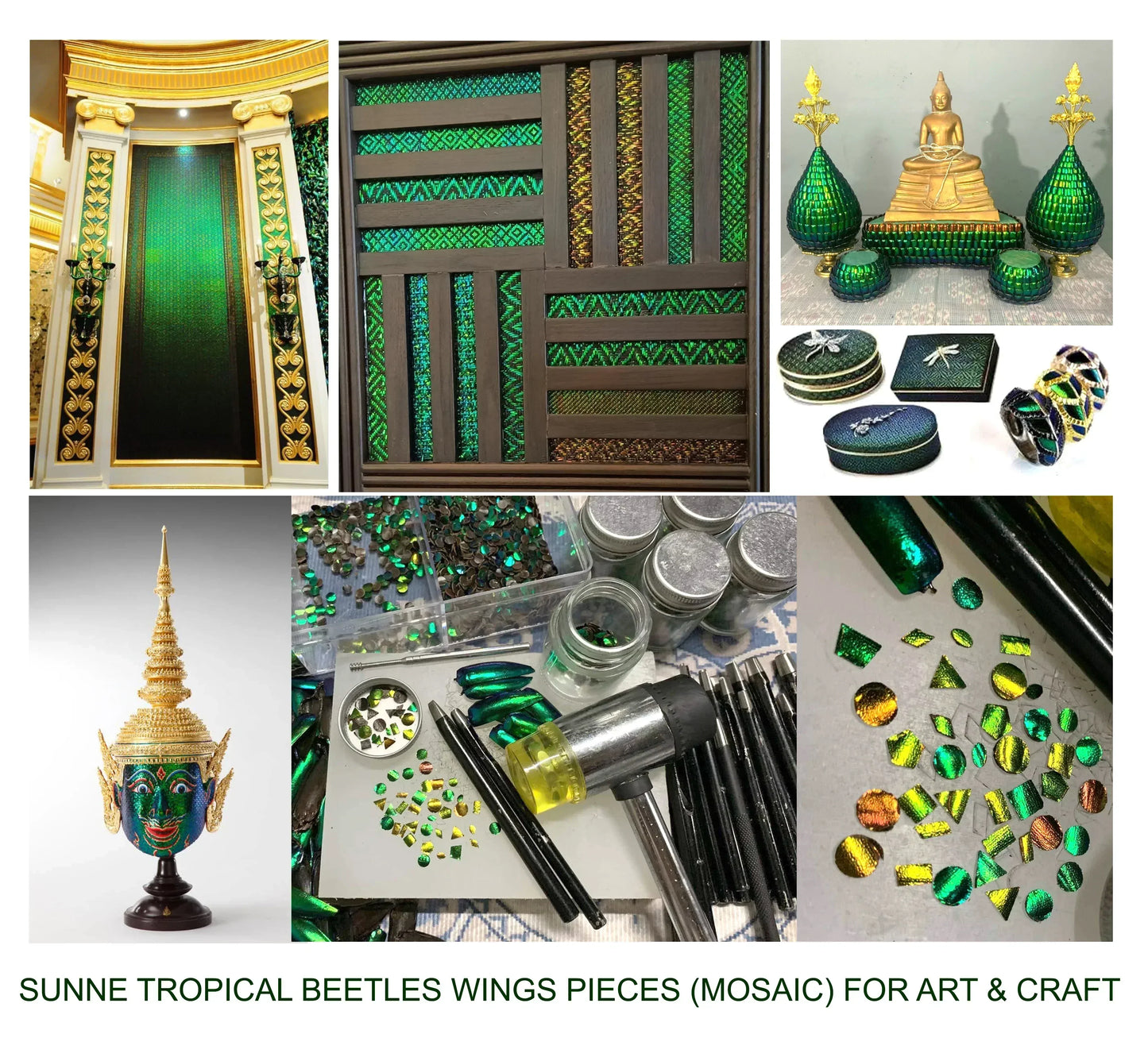 Jewel Beetle Wings UNDRILLED NO-HOLE 100 Pcs Natural Wings - Rhombus 5 X 3 MM