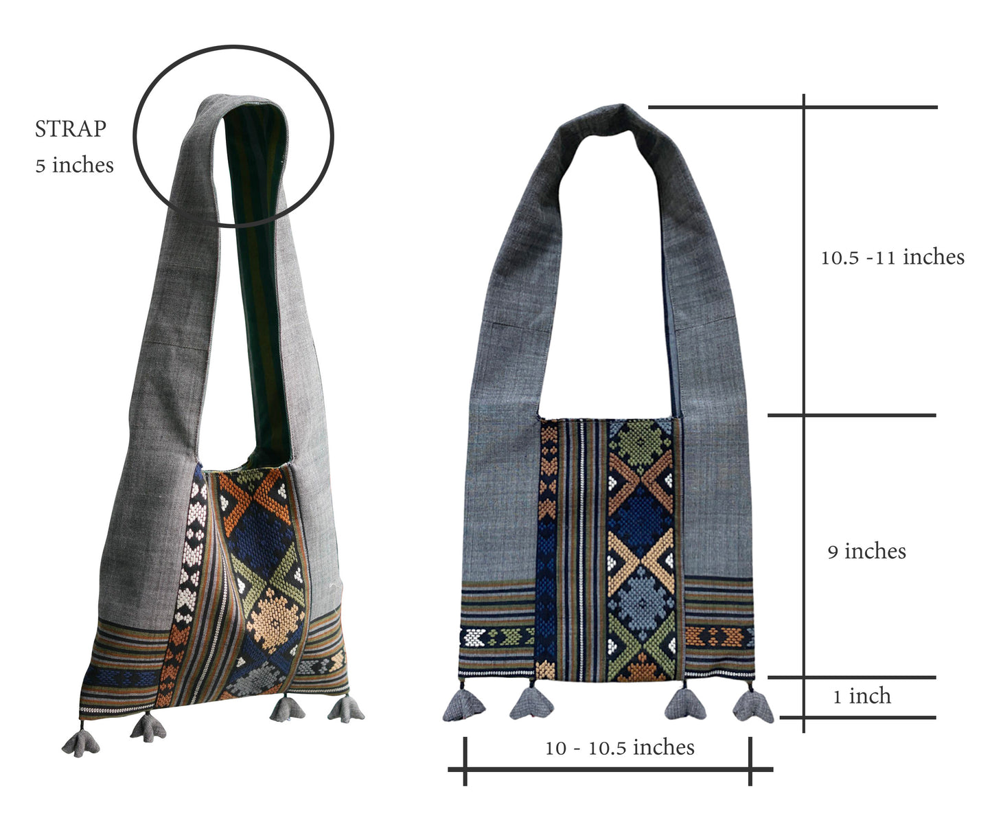 Handwoven Hand-dyed Handmade ETHNICS MINI shoulder bag tote bag Sunne Tropical - NAVY BLUE