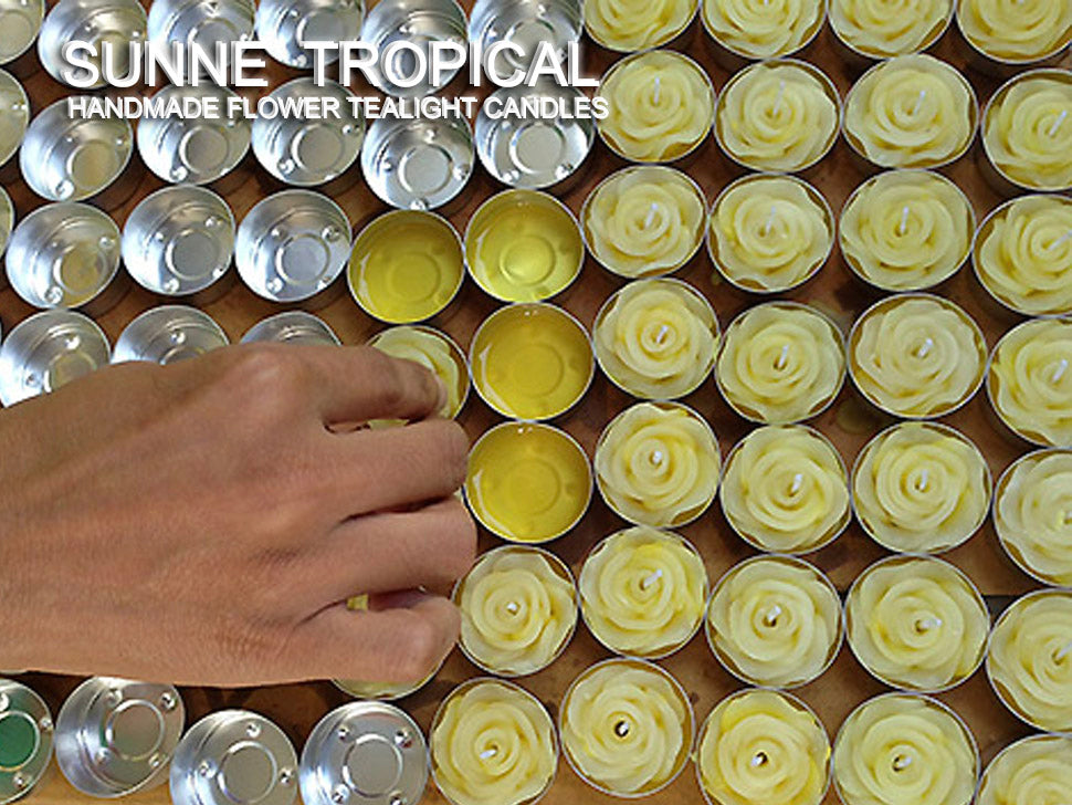 Plumeria Leela Hawaiian Flower Set of 10 Tealight Candles (Yellow)