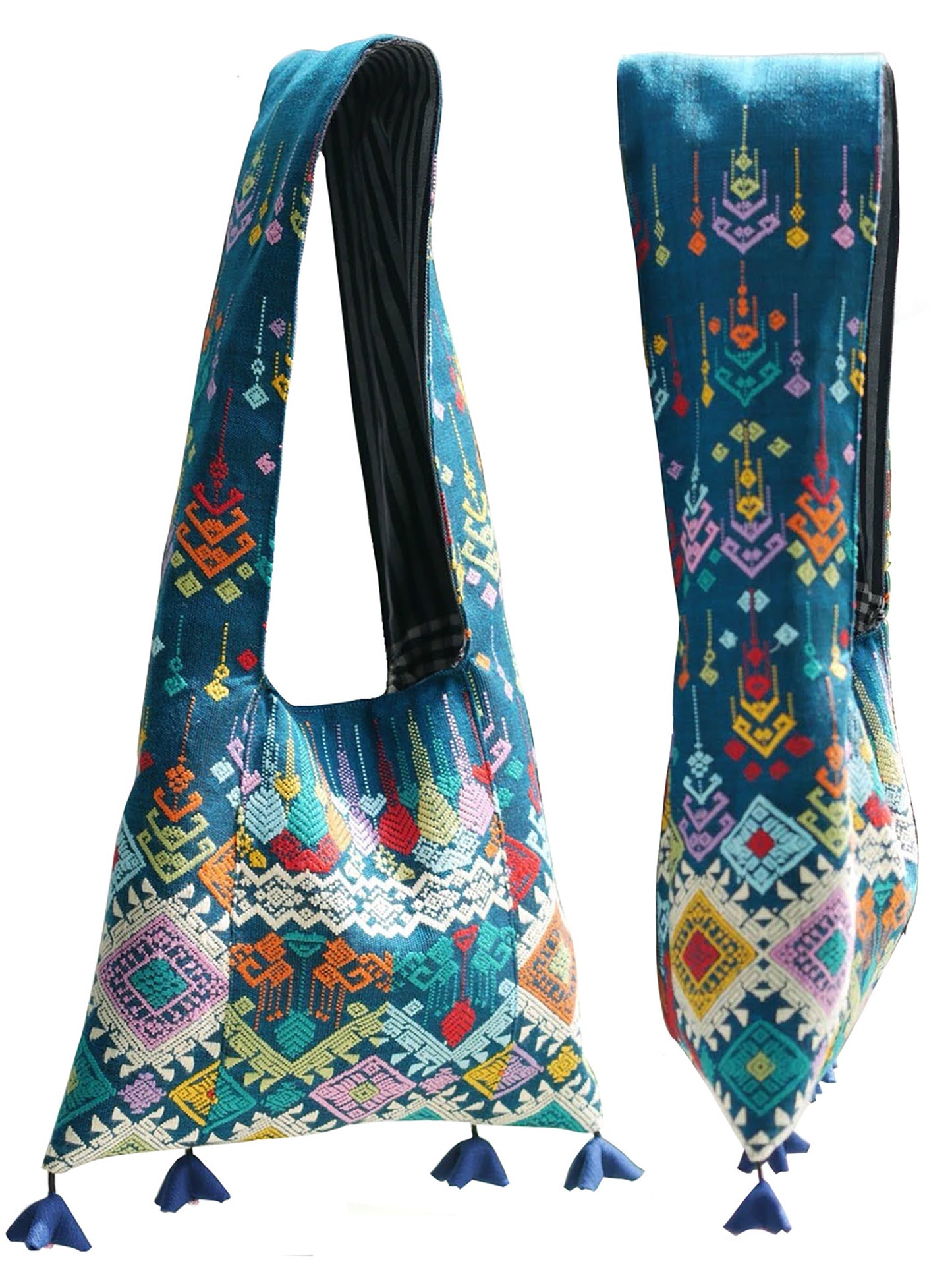 Handwoven Hand-dyed (1) Handmade PRAE-WA MINI shoulder bag tote bag Sunne Tropical - TURQUOISE