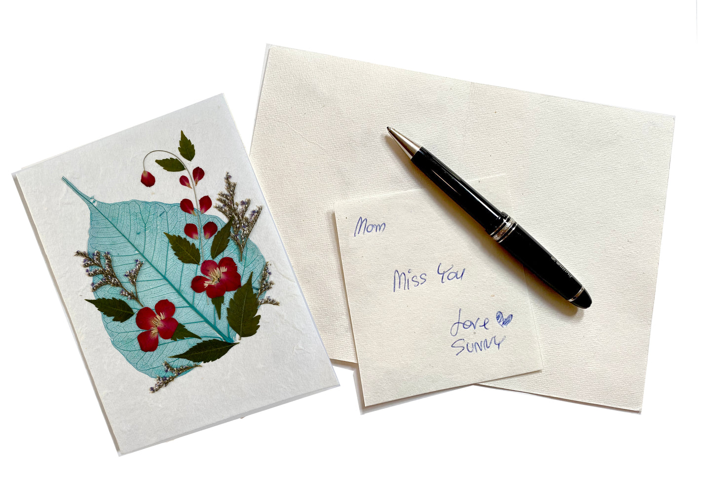 Handmade Mulberry Paper Greeting Card  5x7 Inch Random Pack (3 Bodhi Leaf)
